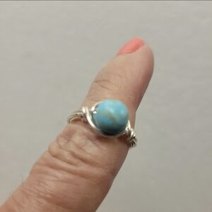 Silver and Natural Turquoise Bead Ring